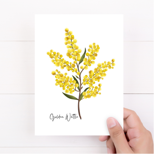 AGCC1007: Golden Wattle Flower Card