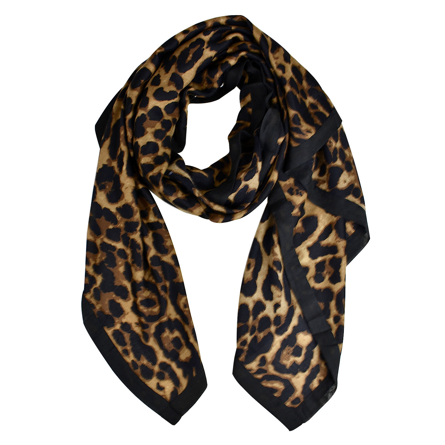 Thss Brown Leopard Print Scarf