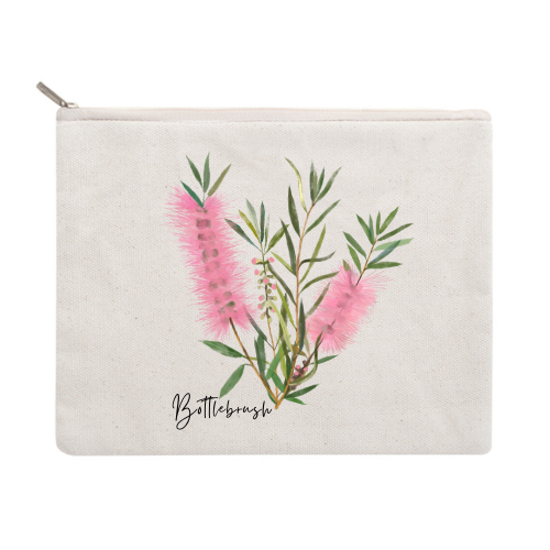 AGCZP1016: Pink: Bottlebrush Cotton Zipper Pouch AGCT1001