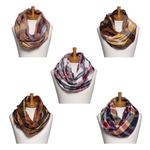 THSAP1359: (5 pcs) Plaid Infinity Scarf Pack