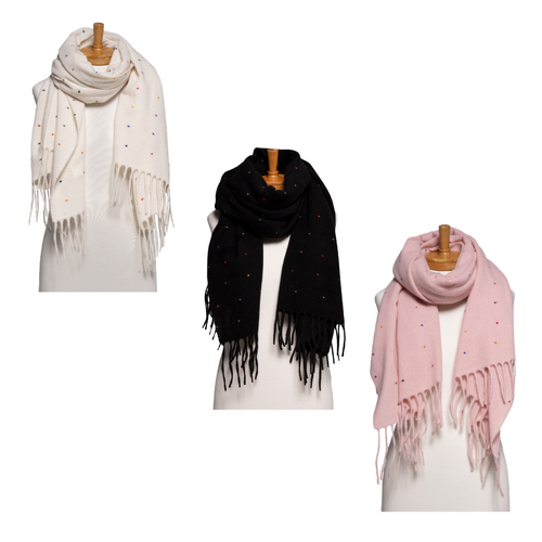 THSAP1367: (3 pcs) Speckled Fringe Scarf Pack