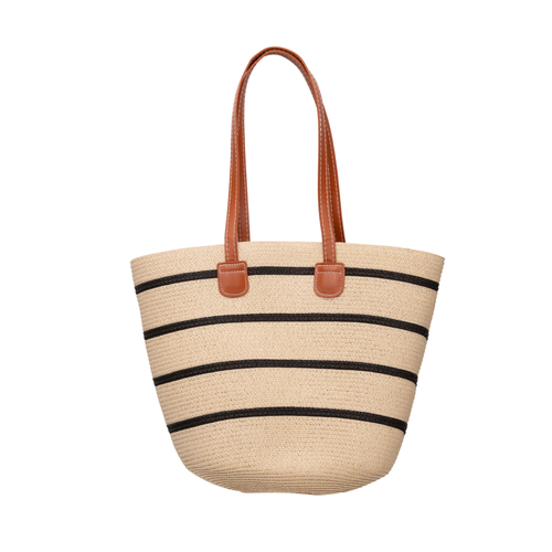 THSB1030: Sand: French Line Weave Tote Bag