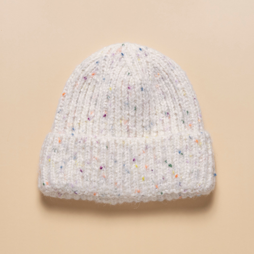 THSBE1010: White: Speckle Knit Beanie