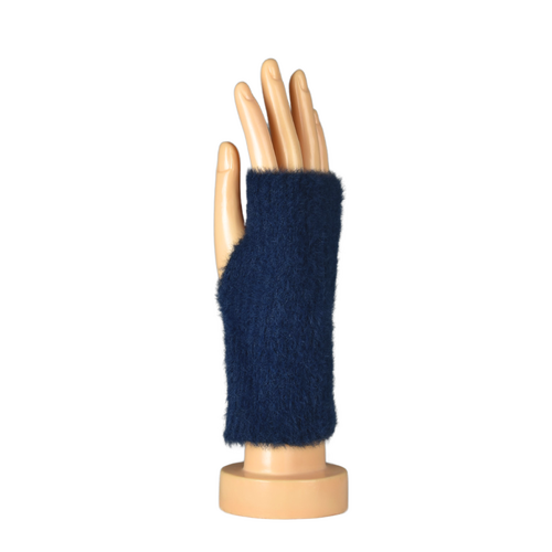 THSG1117: Navy: Fluffy Fingerless Gloves