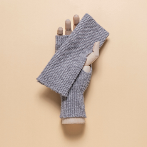 THSG1120: Grey: Ribbed Fingerless Gloves