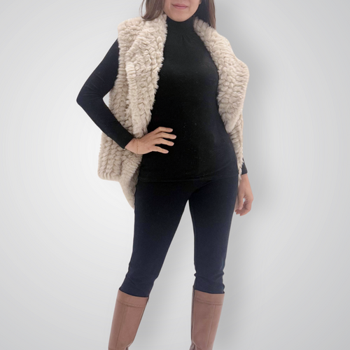 THSP1061: Ivory: Plush Faux Fur Vest 