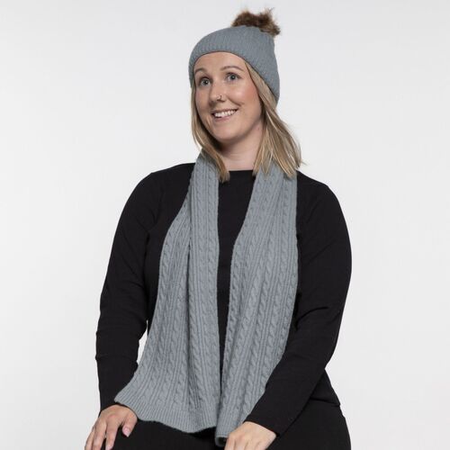 THSS2434: Duck Egg Blue: Cable Rib Scarf