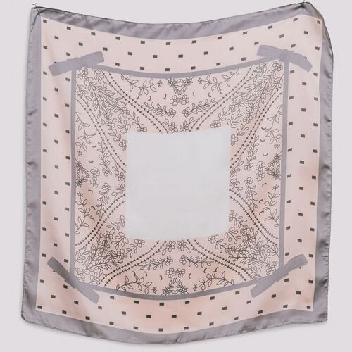 THSS2444: Pink: Ribbon and Dots Square Scarf