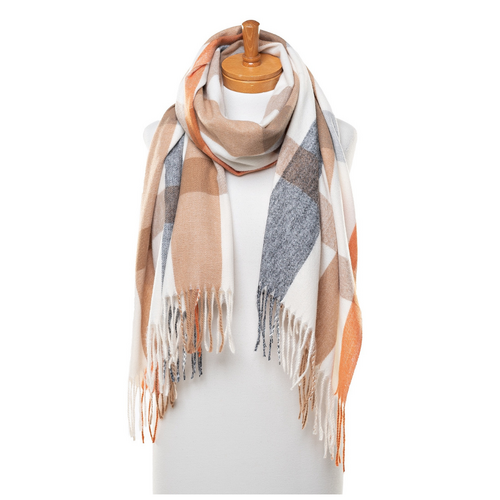 THSS2512: Orange : Classic Plaid Scarf