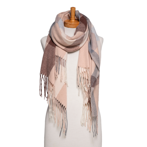 THSS2513: Brown Beige: Classic Plaid Scarf