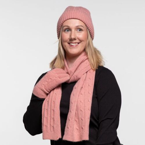 THSS2552HX: Blush Pink : Braid Knit Scarf