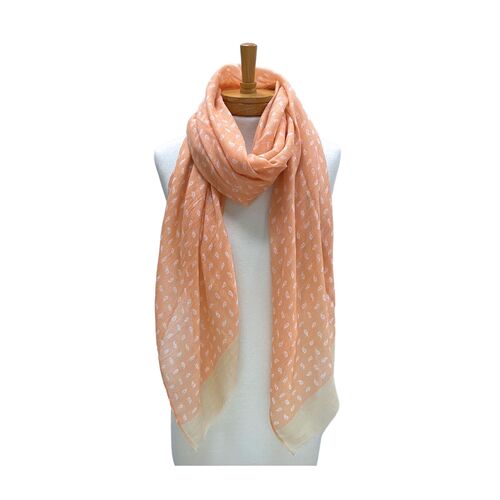 THSS2679: Apricot: Little Paisley Monogram Scarf