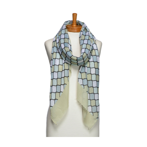 THSS2688: Light Mint: Mosaic Pattern Scarf