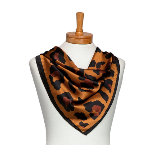 THSS2701: Brown: Leopard Print Square Scarf