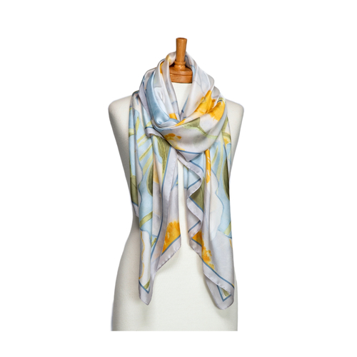 THSS2716: Sky Blue: Blushing Poppies Scarf