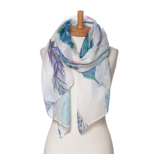 THSS2720: Blue: Feather Pattern Scarf