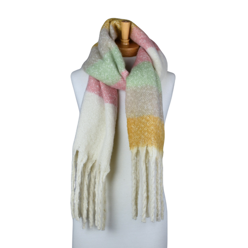 THSS2768: Pastel Striped Fringe Scarf