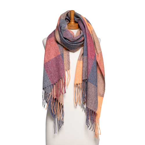 THSS2776: Orange: Autumn Checkered Scarf