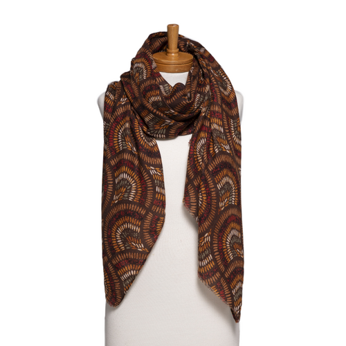 THSS2778: Brown: Outback Mosaic Print Scarf