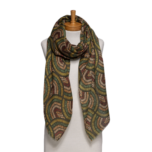 THSS2780: Forest Green: Outback Mosaic Print Scarf