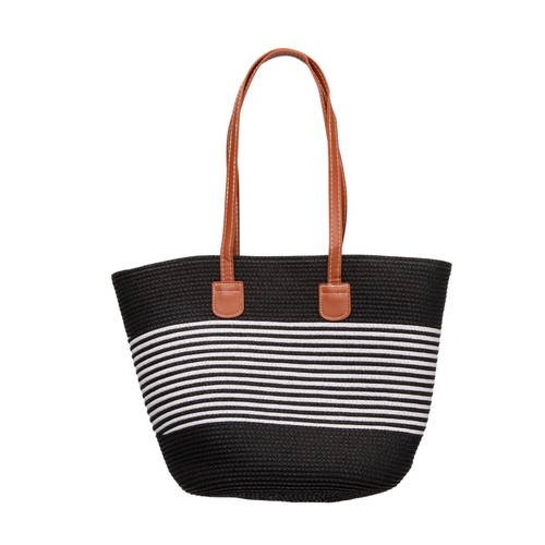 THSB1032: Black: Nautical Weave Tote Bag