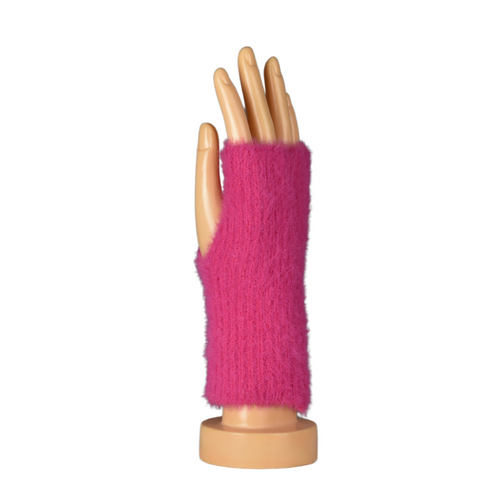 THSG1110: Hot Pink: Fluffy Fingerless Gloves