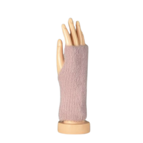 THSG1116: Powder Pink: Fluffy Fingerless Gloves