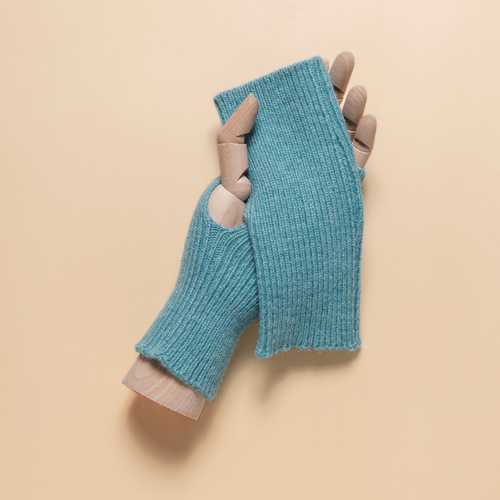 THSG1121: Teal: Ribbed Fingerless Gloves