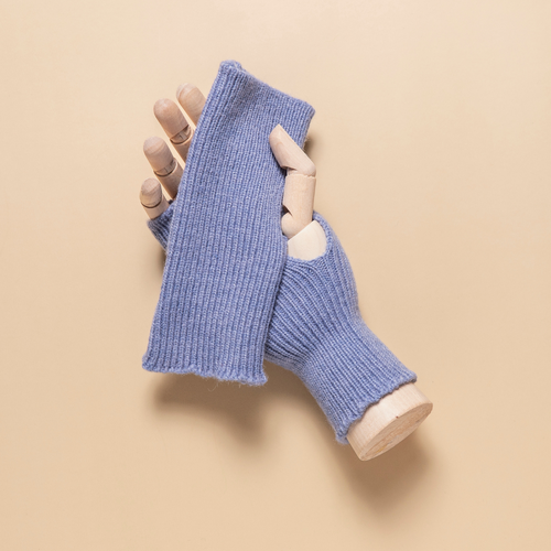 THSG1123: Dusty Blue: Ribbed Fingerless Gloves