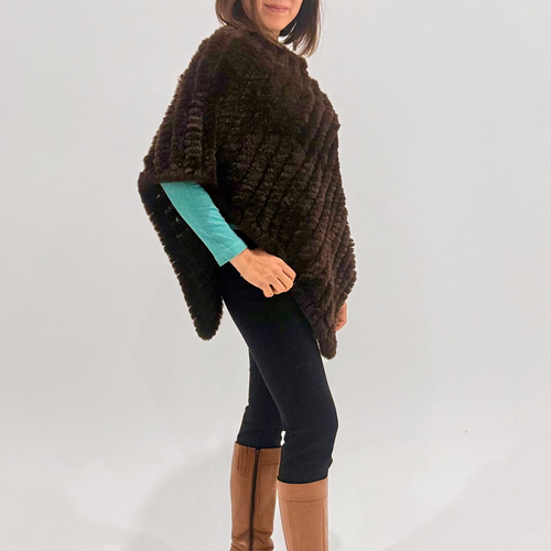 THSP1065: Brown: Faux Fur Poncho