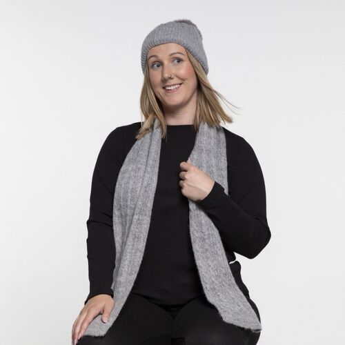 THSS2436: Grey: Cable Rib Scarf