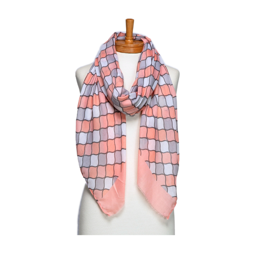 THSS2687: Pastel Apricot: Mosaic Pattern Scarf