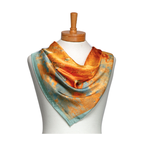 THSS2704: Orange: Watercolour Square Scarf