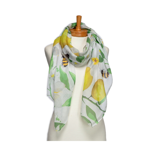 THSS2737: White: Lemons and Bees Scarf