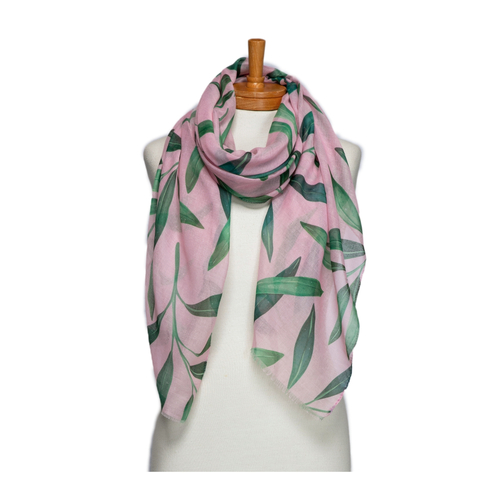 THSS2746: Pink: Leaves Scarf