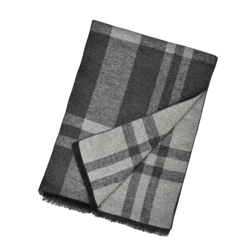 THSS2760: Grey: Reversible Plaid Check Scarf