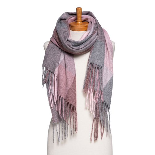 THSS2777: Pink: Autumn Checkered Scarf