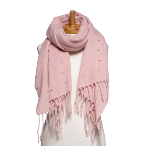 THSS2790: Pink: Speckled Fringe Scarf 