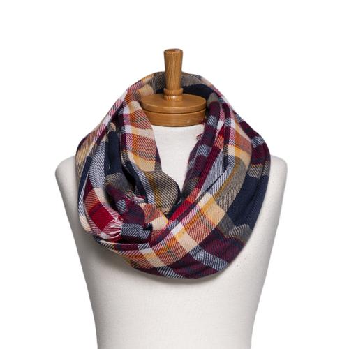 THSSN1155: Crimson: Plaid Infinity Scarf